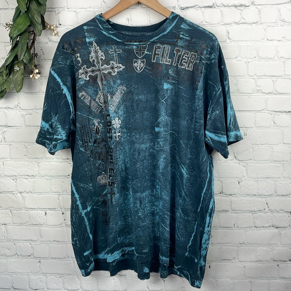 FILTER Men's Y2K Short Sleeve Graphic Print Tee Shirt Size 2XL